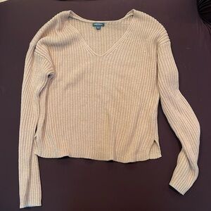 Tan v neck crop sweater